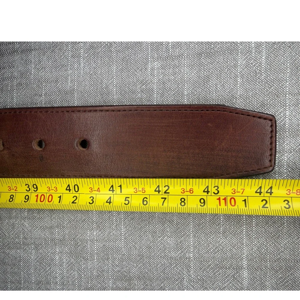 Justin Bent Rail Mens Brown Leather Belt 40 Western Made in USA Silver Buckle